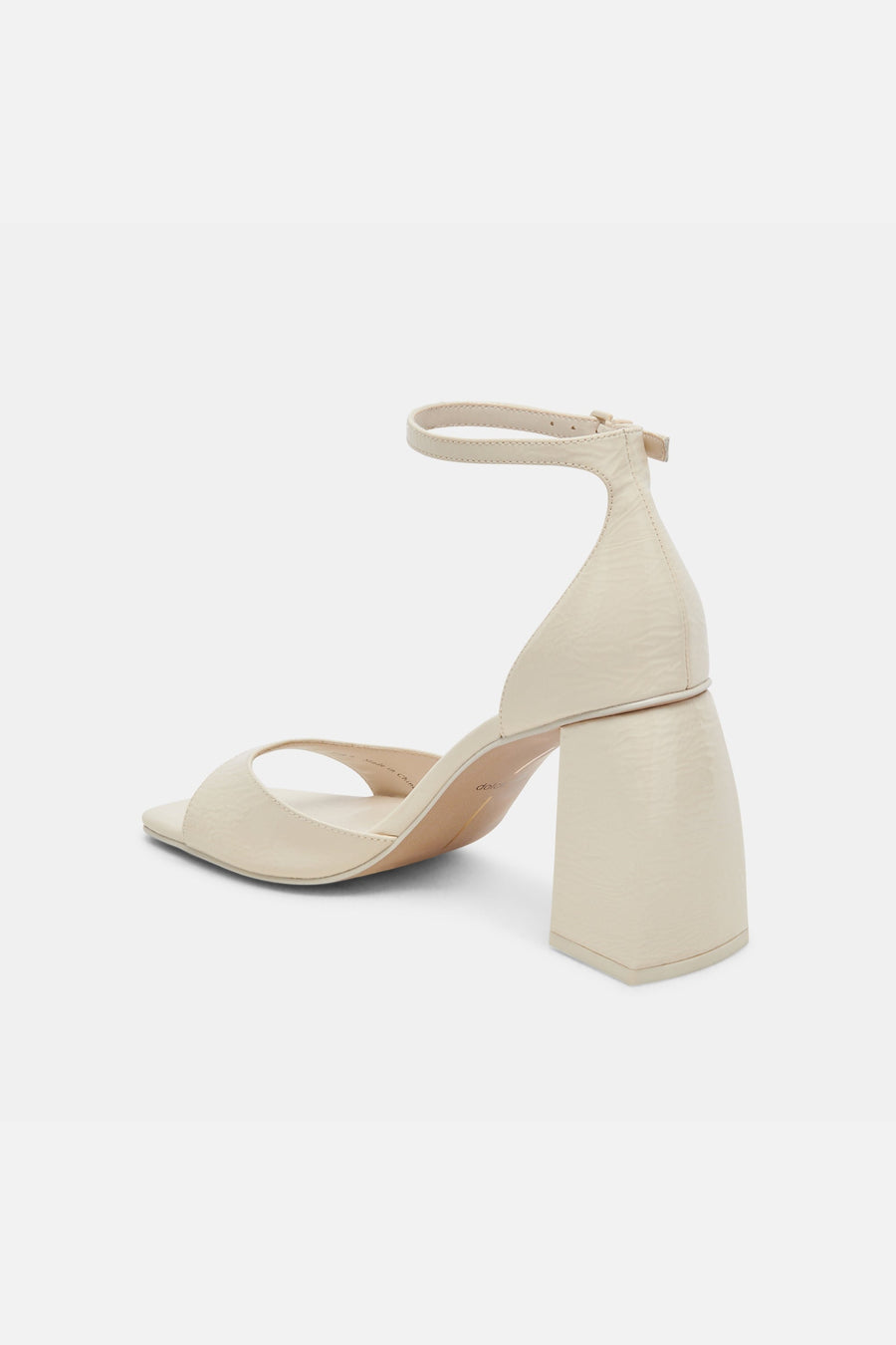 Dolce Vita Janey Heels in Ivory Crinkle Patent – flat lay