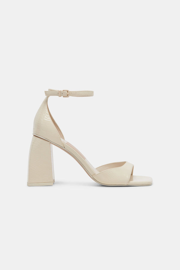 Dolce Vita Janey Heels in Ivory Crinkle Patent