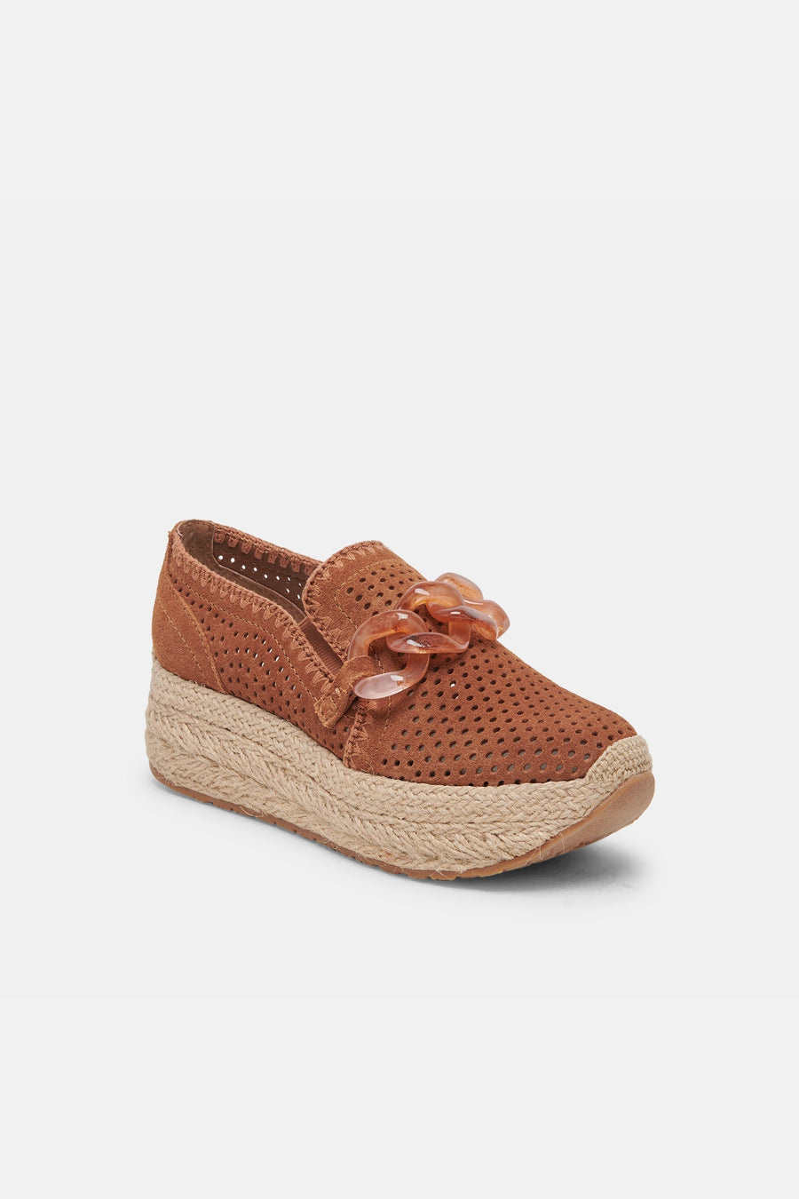 Dolce Vita Jhenee Espadrille Sneakers in Pecan Perforated Suede – back view