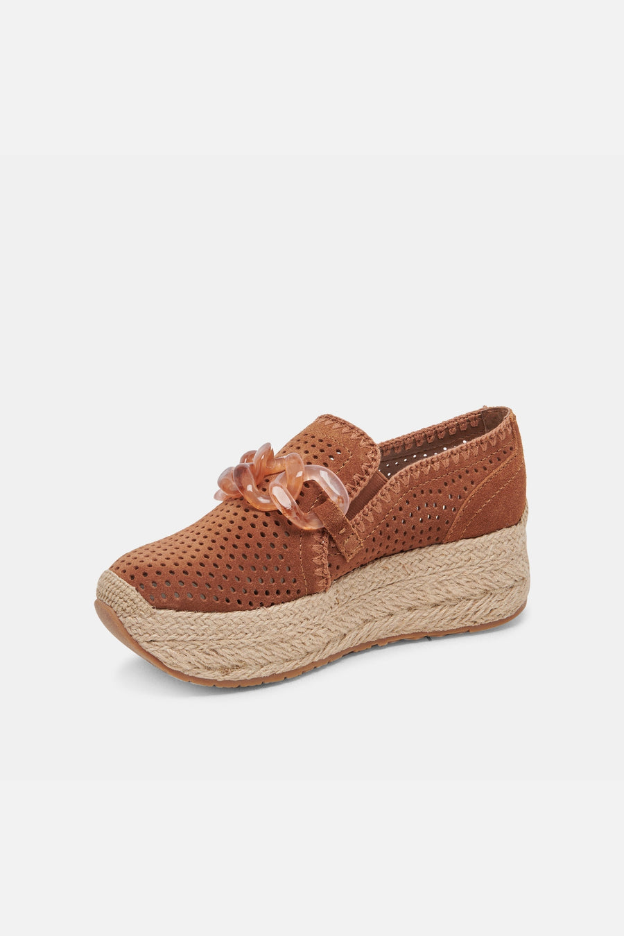 Dolce Vita Jhenee Espadrille Sneakers in Pecan Perforated Suede – detail