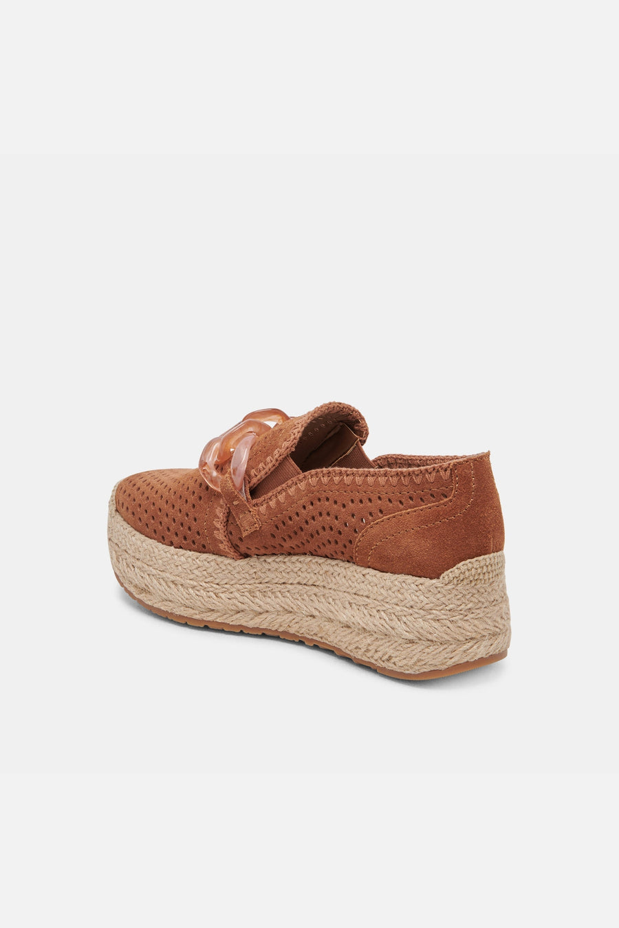 Dolce Vita Jhenee Espadrille Sneakers in Pecan Perforated Suede – flat lay