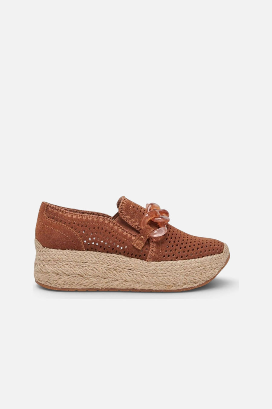 Dolce Vita Jhenee Espadrille Sneakers in Pecan Perforated Suede – side view