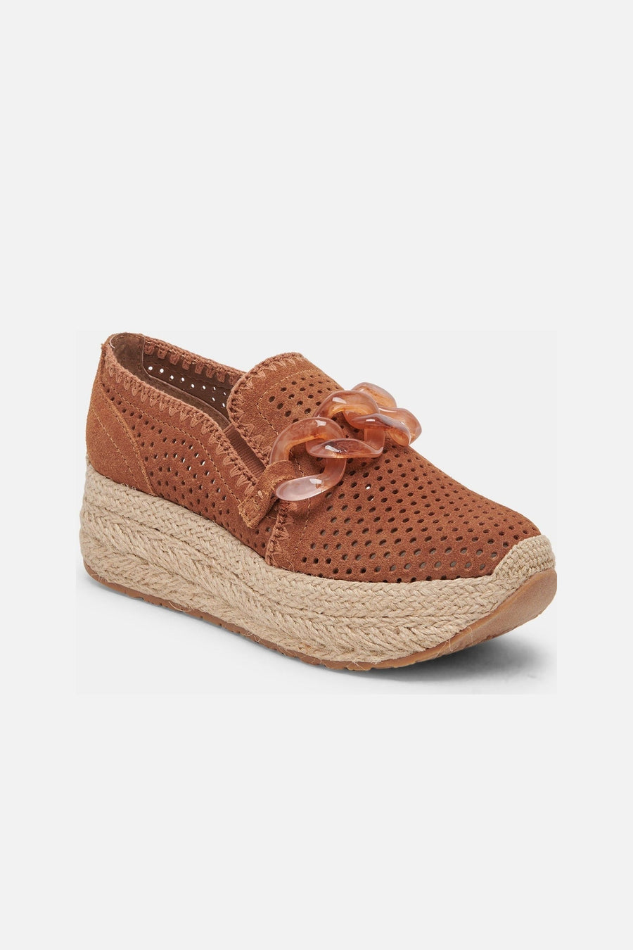 Dolce Vita Jhenee Espadrille Sneakers in Pecan Perforated Suede – side view