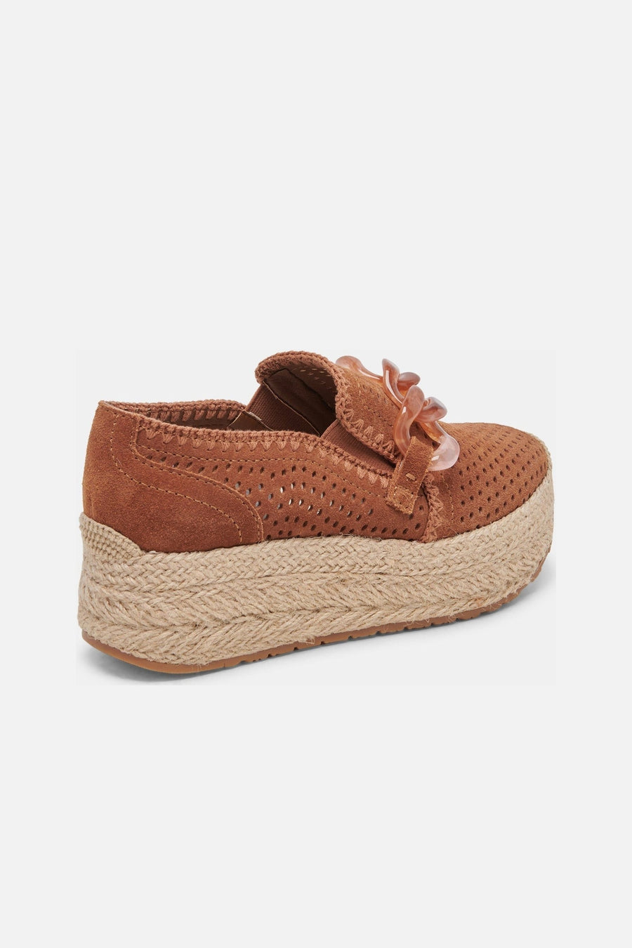 Dolce Vita Jhenee Espadrille Sneakers in Pecan Perforated Suede – side view