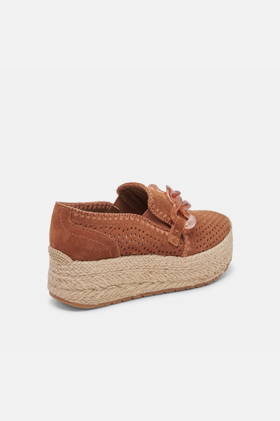 Dolce Vita Jhenee Espadrille Sneakers in Pecan Perforated Suede – side view