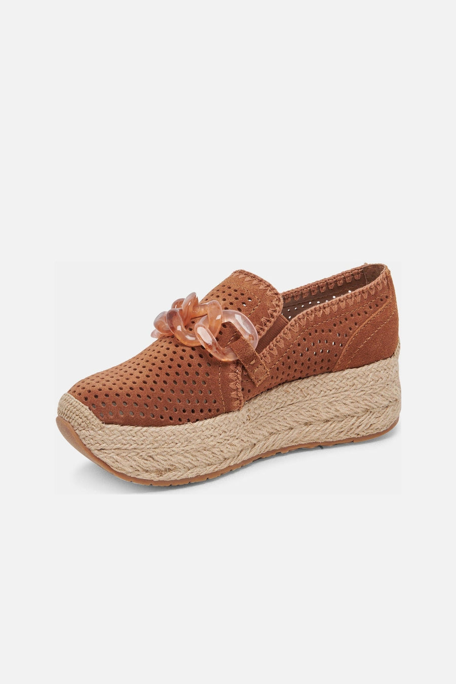 Dolce Vita Jhenee Espadrille Sneakers in Pecan Perforated Suede – side view