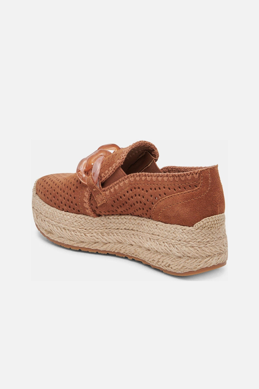 Dolce Vita Jhenee Espadrille Sneakers in Pecan Perforated Suede – side view