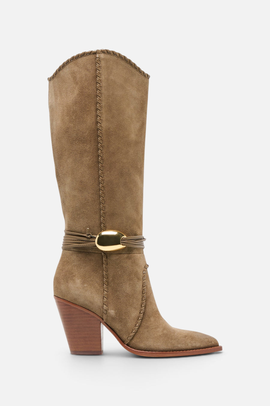 Dolce Vita Jody Knee-High Boot in Olive Suede – side view