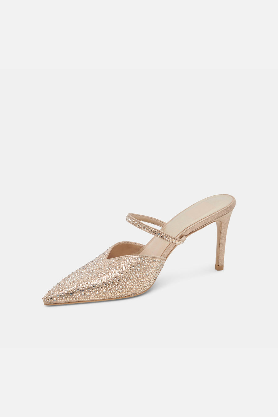 Dolce Vita Kanika Crystal Heels in Light Gold Fabric – detail