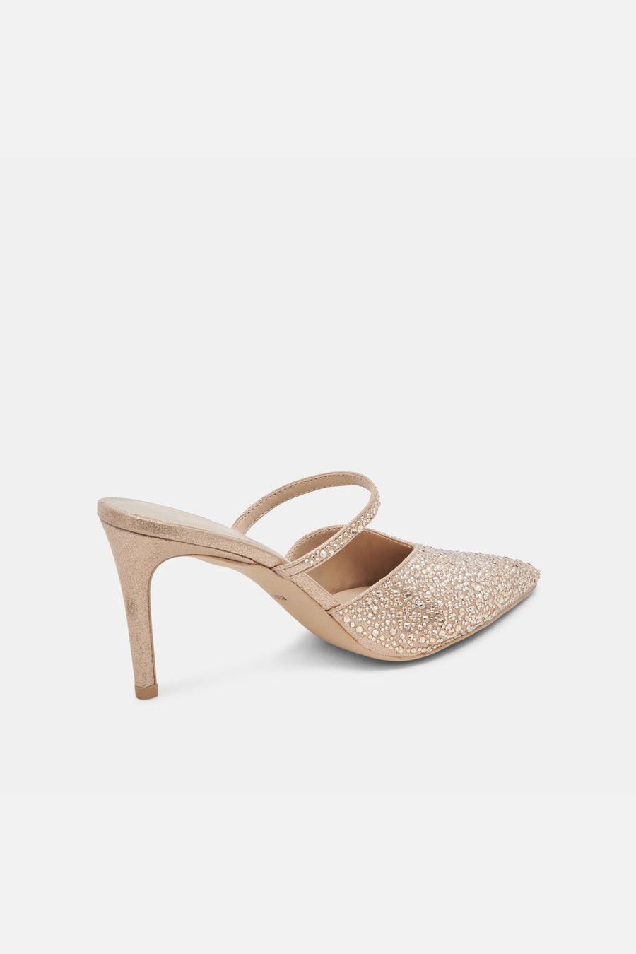 Dolce Vita Kanika Crystal Heels in Light Gold Fabric – side view