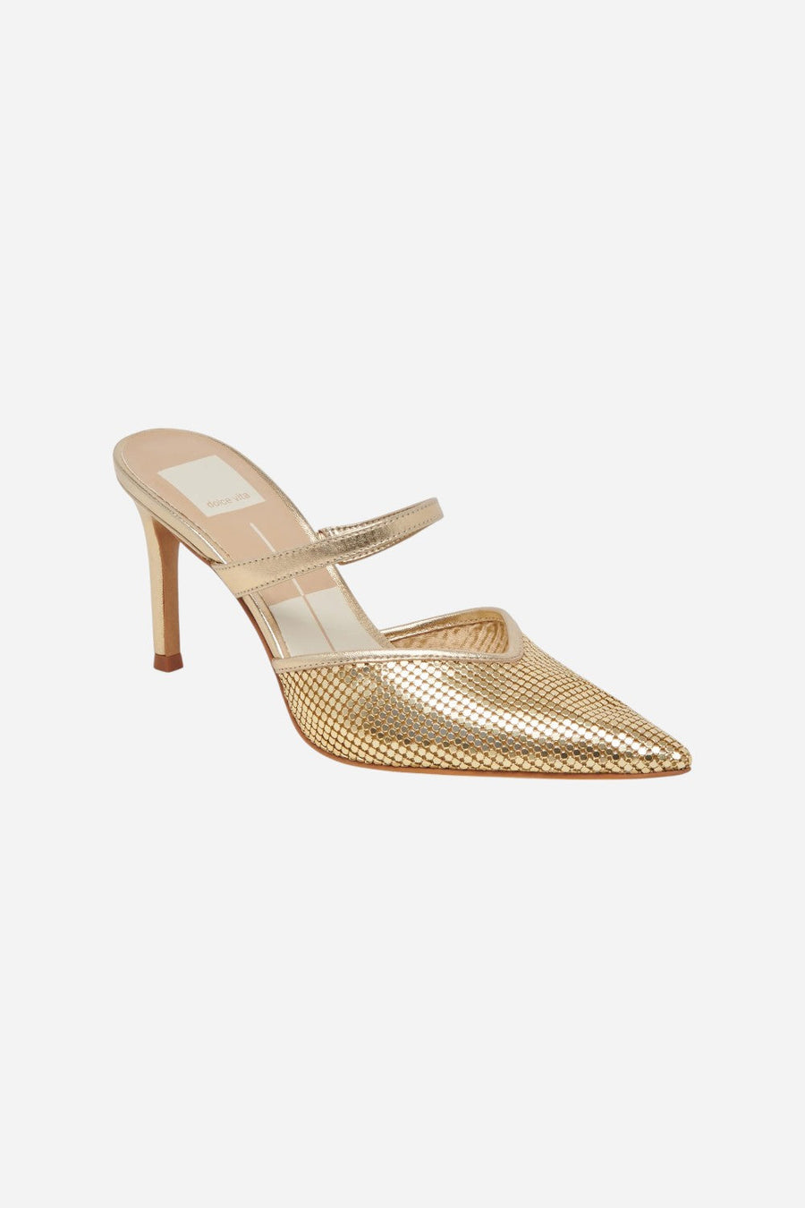 Dolce Vita Kanika Mesh Heels in Metallic Gold – back view