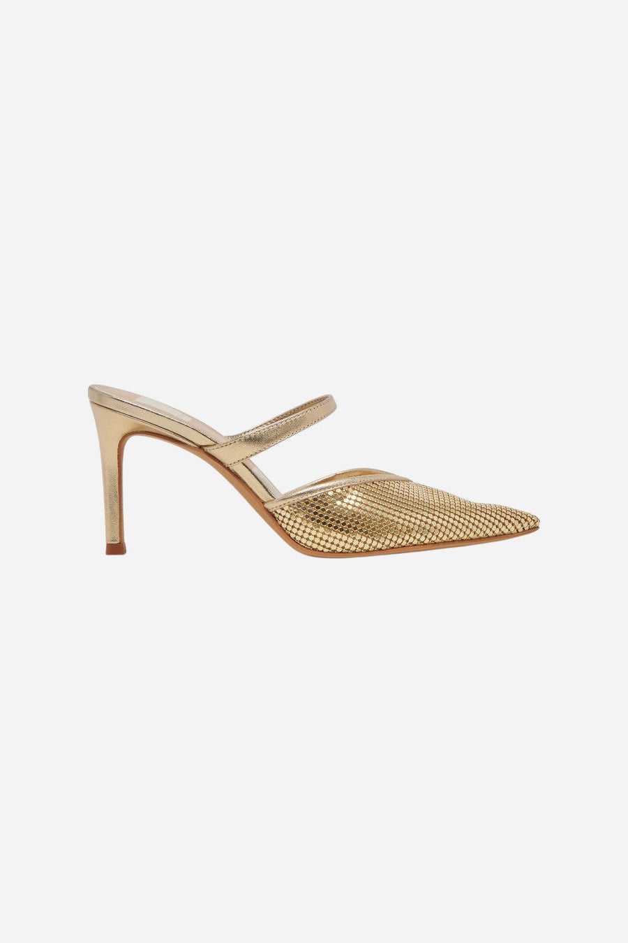 Dolce Vita Kanika Mesh Heels in Metallic Gold – front view