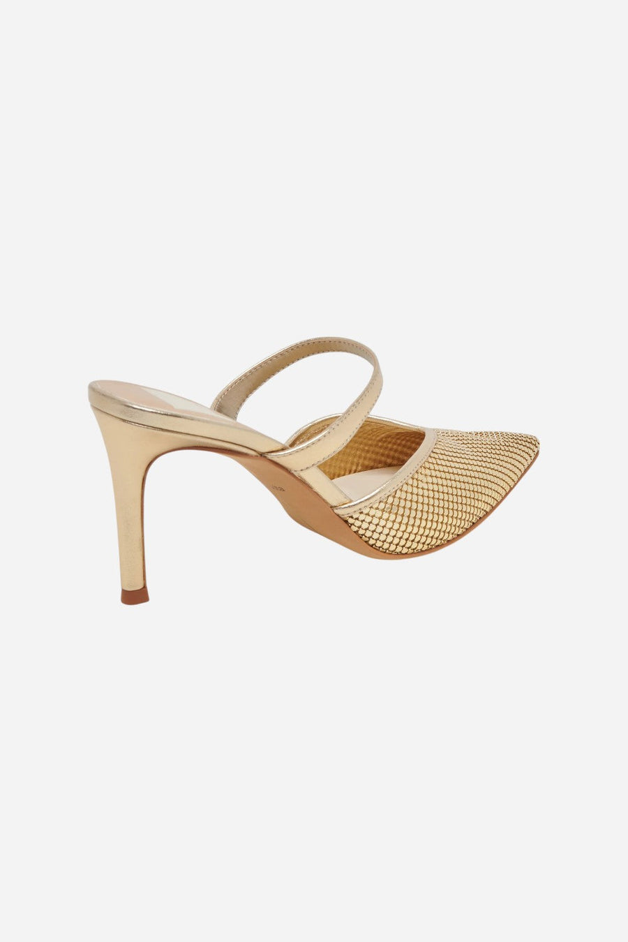 Dolce Vita Kanika Mesh Heels in Metallic Gold – side view