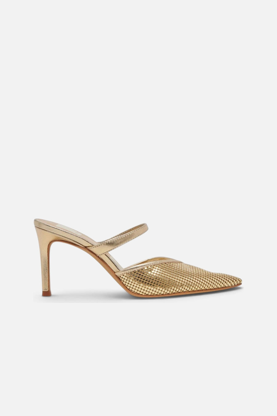 Dolce Vita Kanika Mesh Heels in Metallic Gold – side view