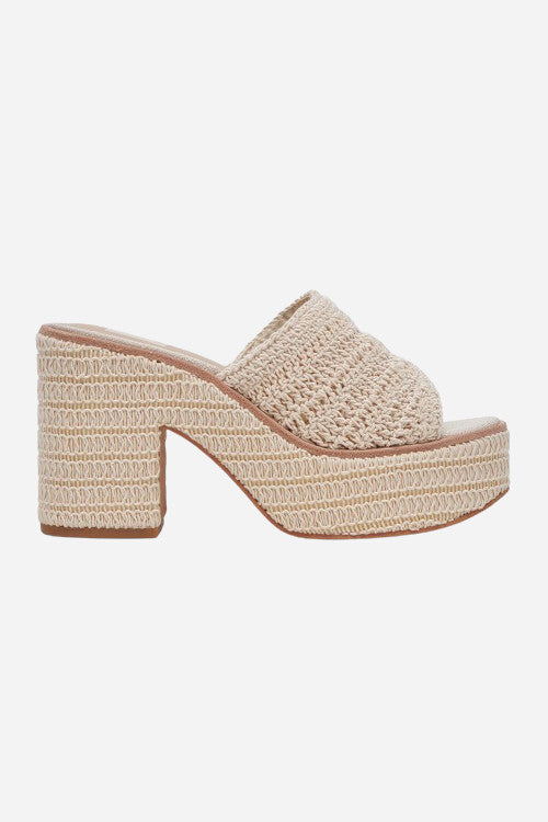 Dolce Vita Ladin Heels in Ivory Woven – front view
