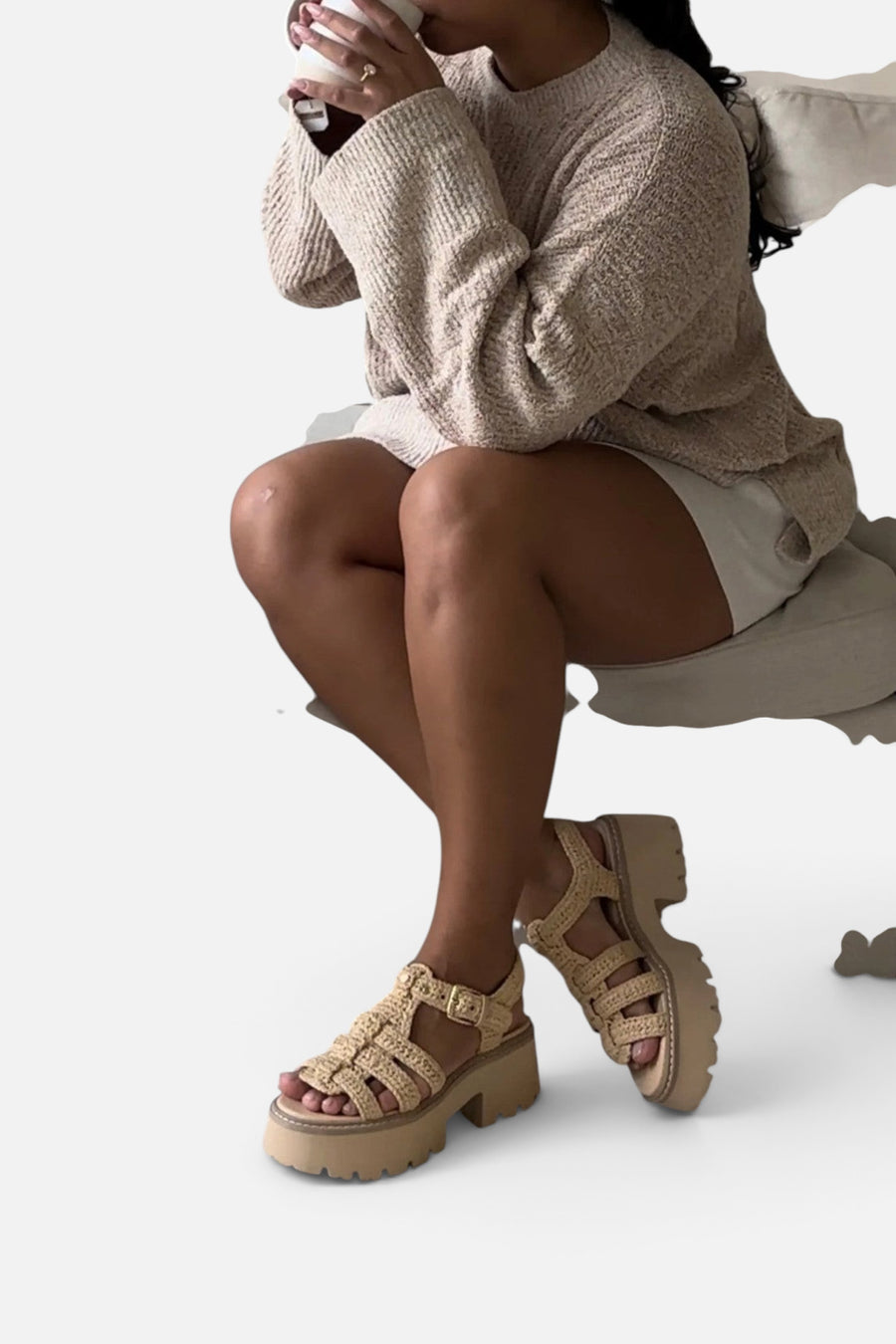 Dolce Vita Latice Sandals in LT Natural Knit – alternate