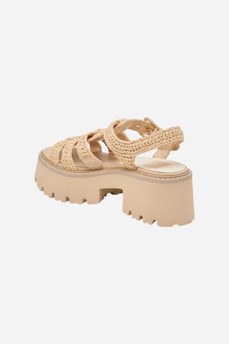 Dolce Vita Latice Sandals in LT Natural Knit – flat lay