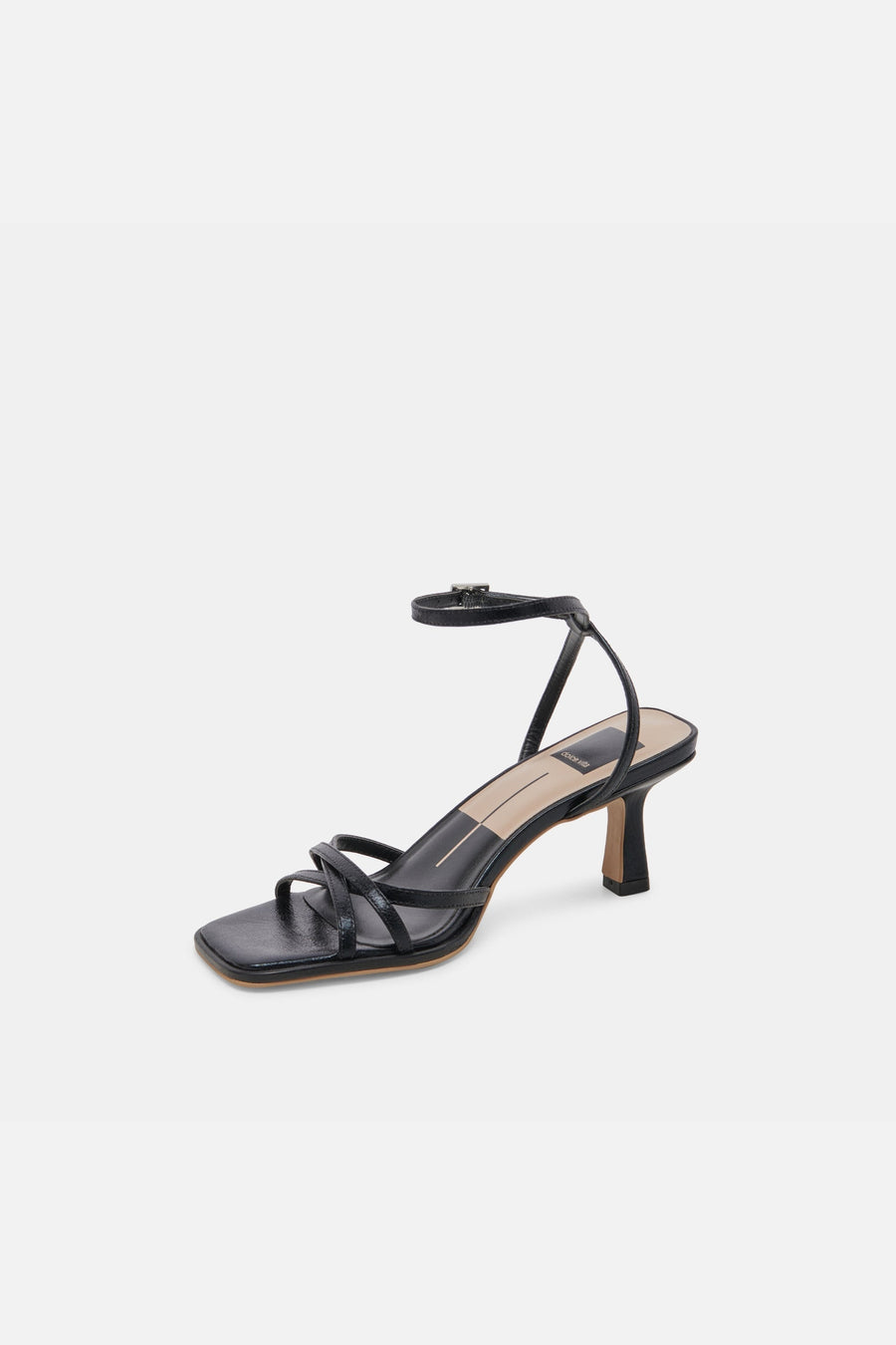 Dolce Vita Manji Heels in Midnight Patent Leather – flat lay