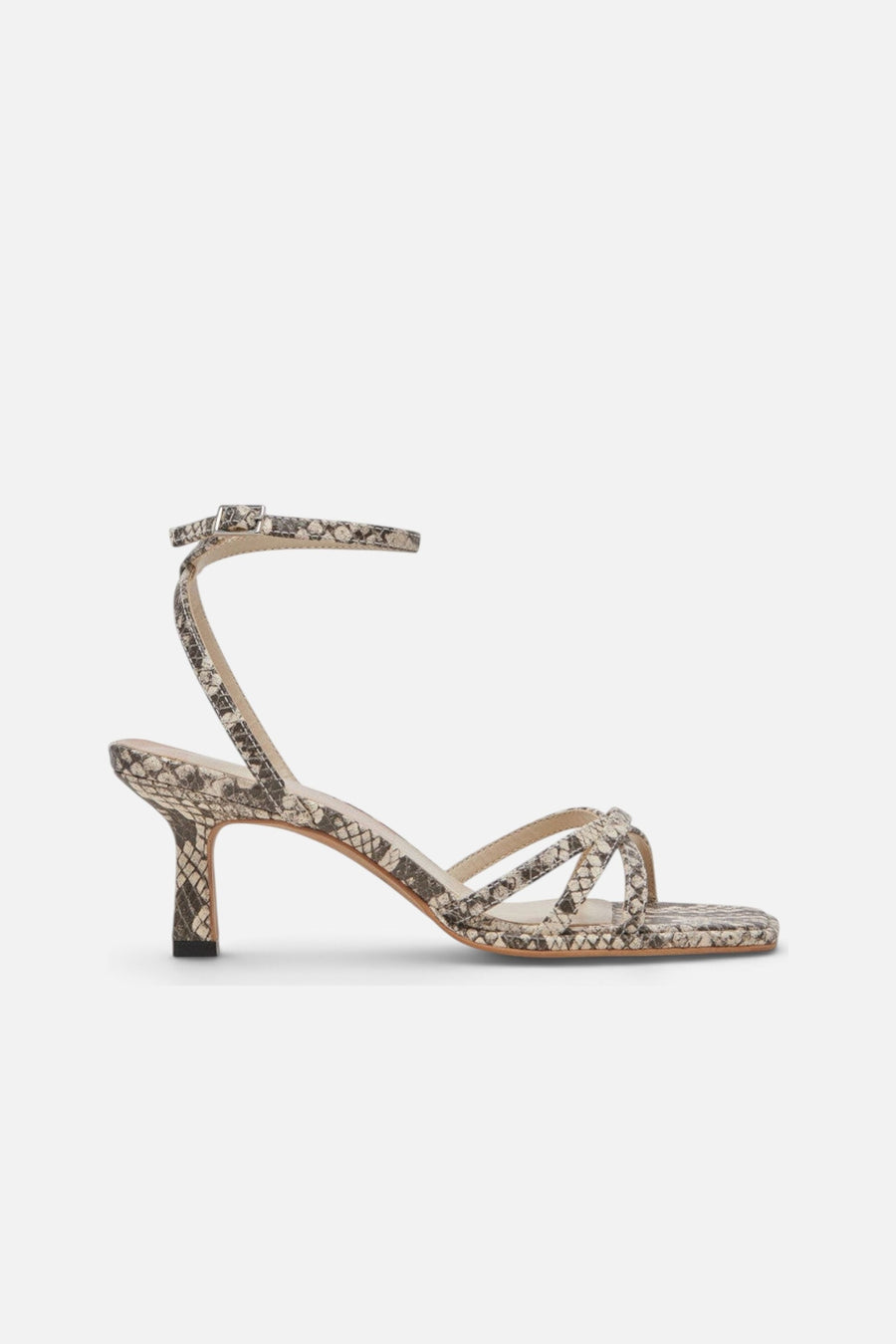 Dolce Vita Manji Kitten Heels in Black White Embossed Snake – side view