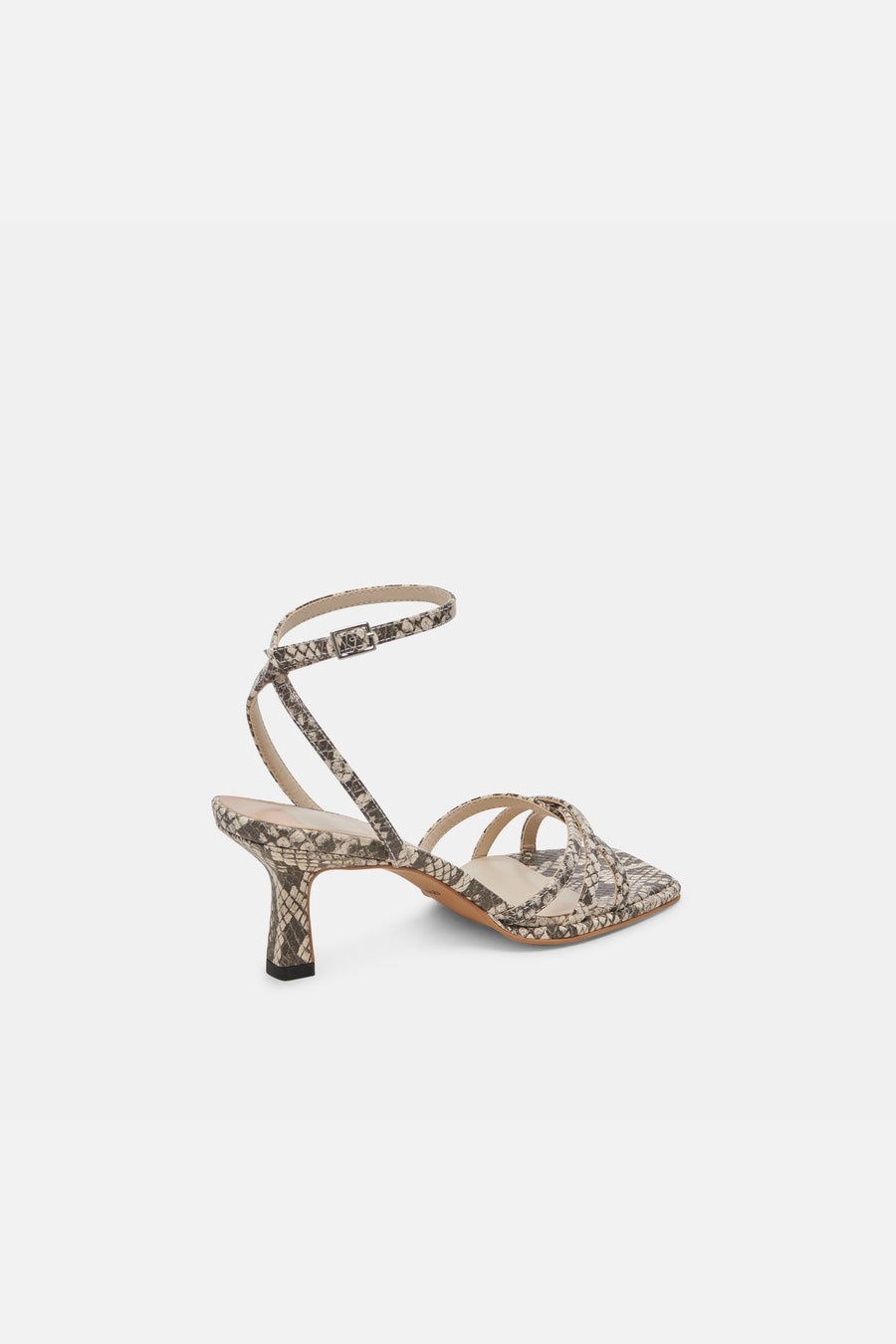 Dolce Vita Manji Kitten Heels in Black White Embossed Snake – side view