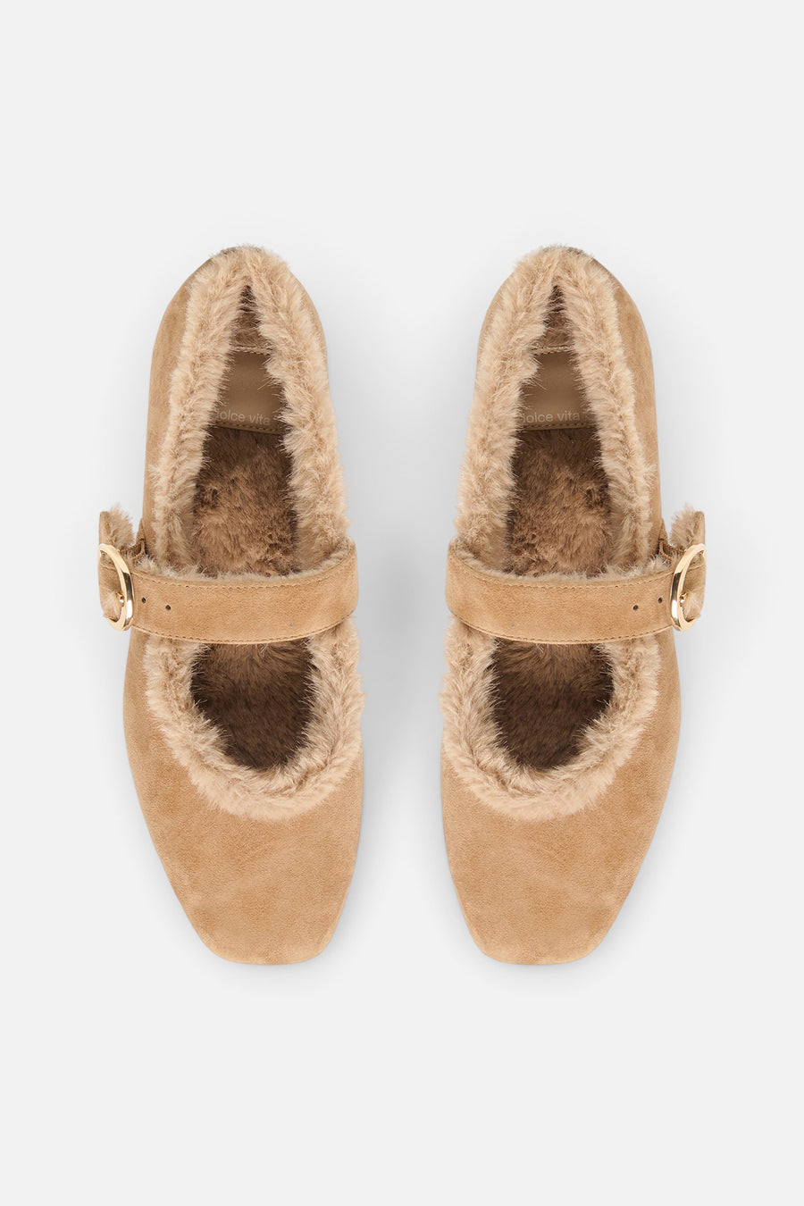 Dolce Vita Mella Plush Ballet Flats Lt Brown Suede – back view