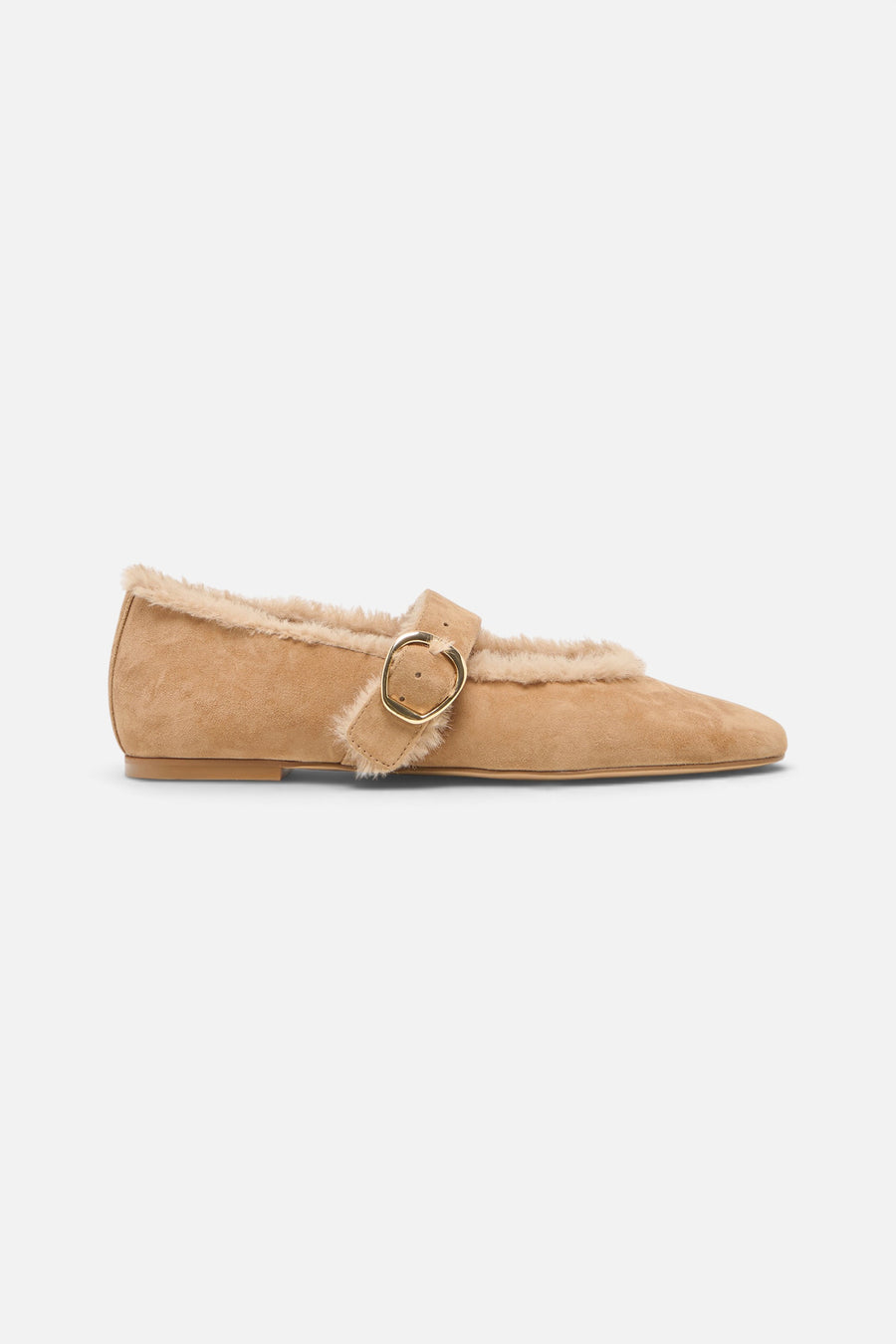 Dolce Vita Mella Plush Ballet Flats Lt Brown Suede – front view