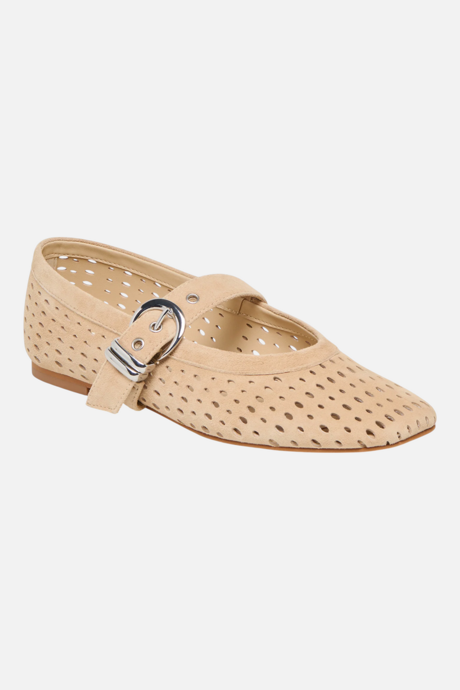 Dolce Vita Mikel Camel Perforated Suede Ballet Flat – detail