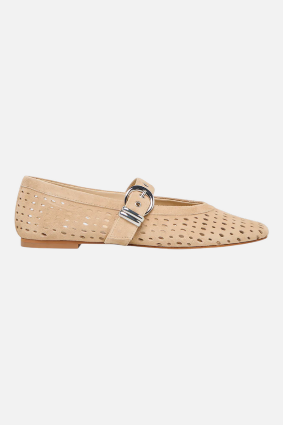 Dolce Vita Mikel Camel Perforated Suede Ballet Flat – front view