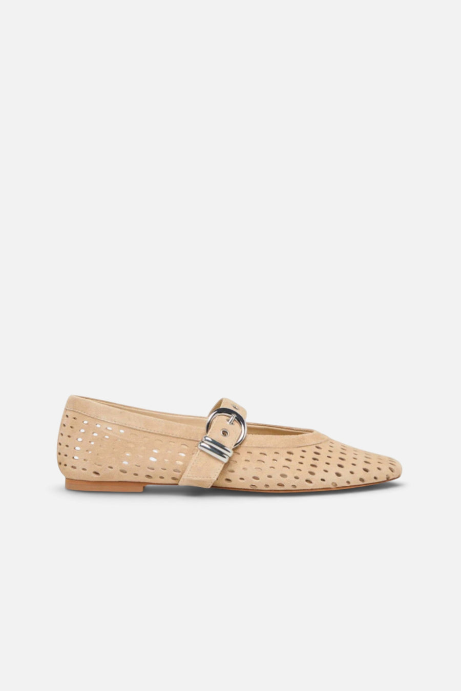 Dolce Vita Mikel Camel Perforated Suede Ballet Flat – side view