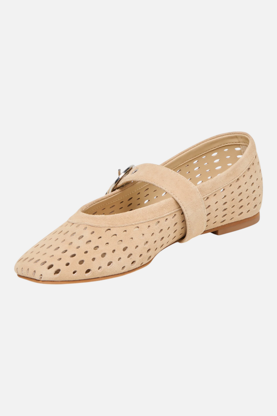 Dolce Vita Mikel Camel Perforated Suede Ballet Flat – side view