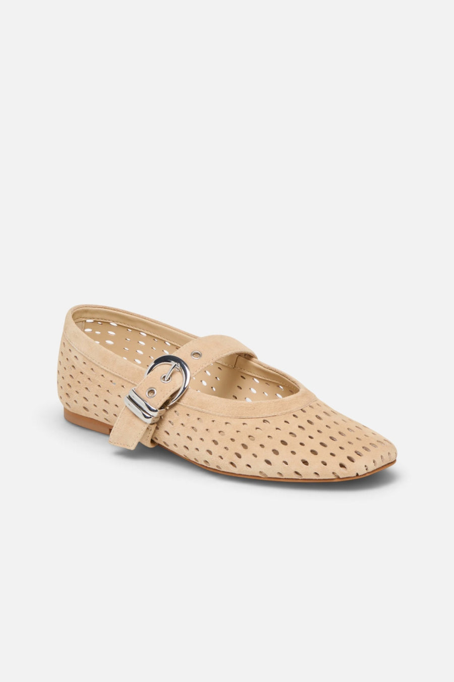 Dolce Vita Mikel Camel Perforated Suede Ballet Flat – side view