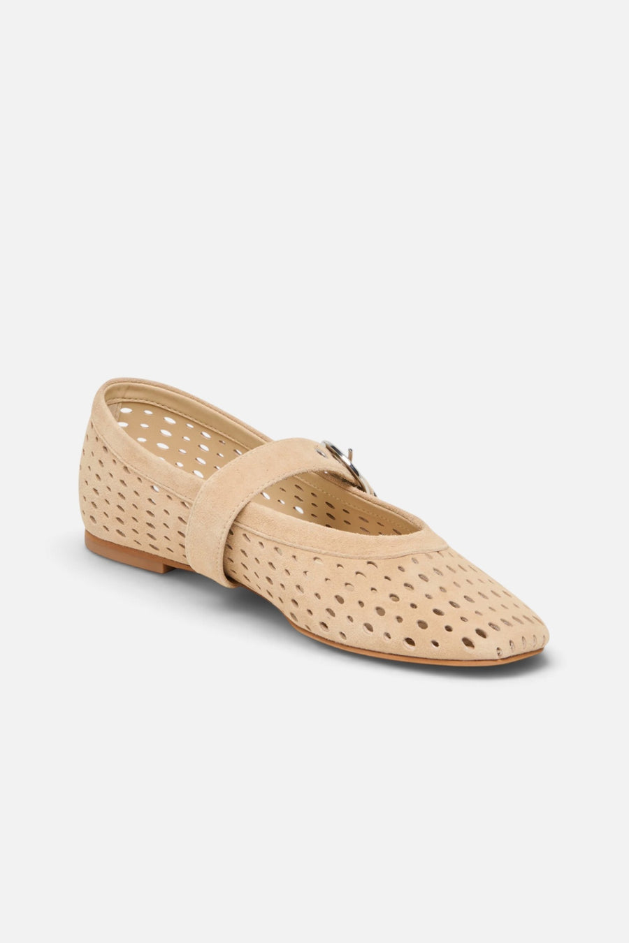 Dolce Vita Mikel Camel Perforated Suede Ballet Flat – side view