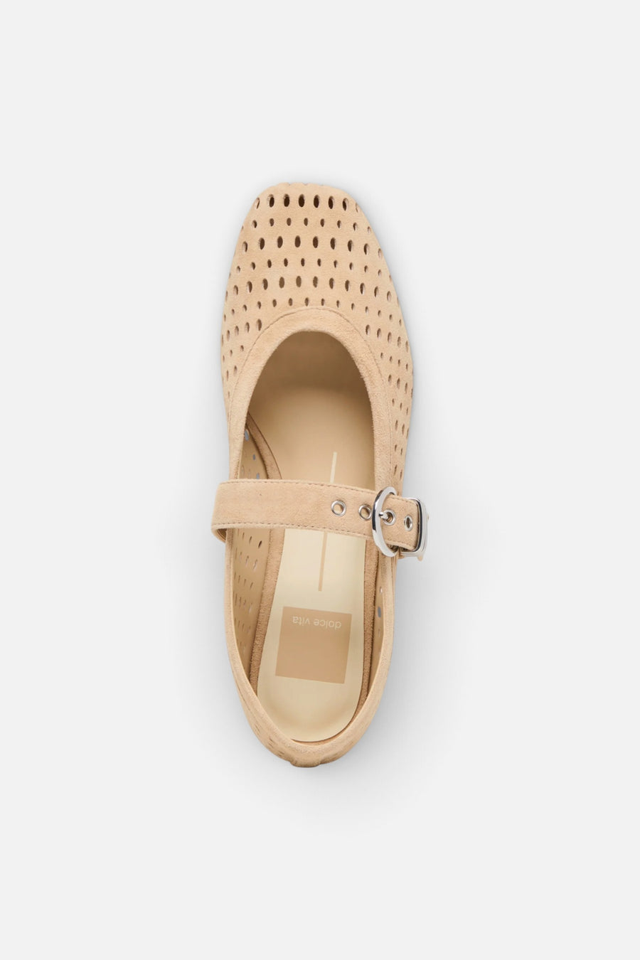 Dolce Vita Mikel Camel Perforated Suede Ballet Flat – side view