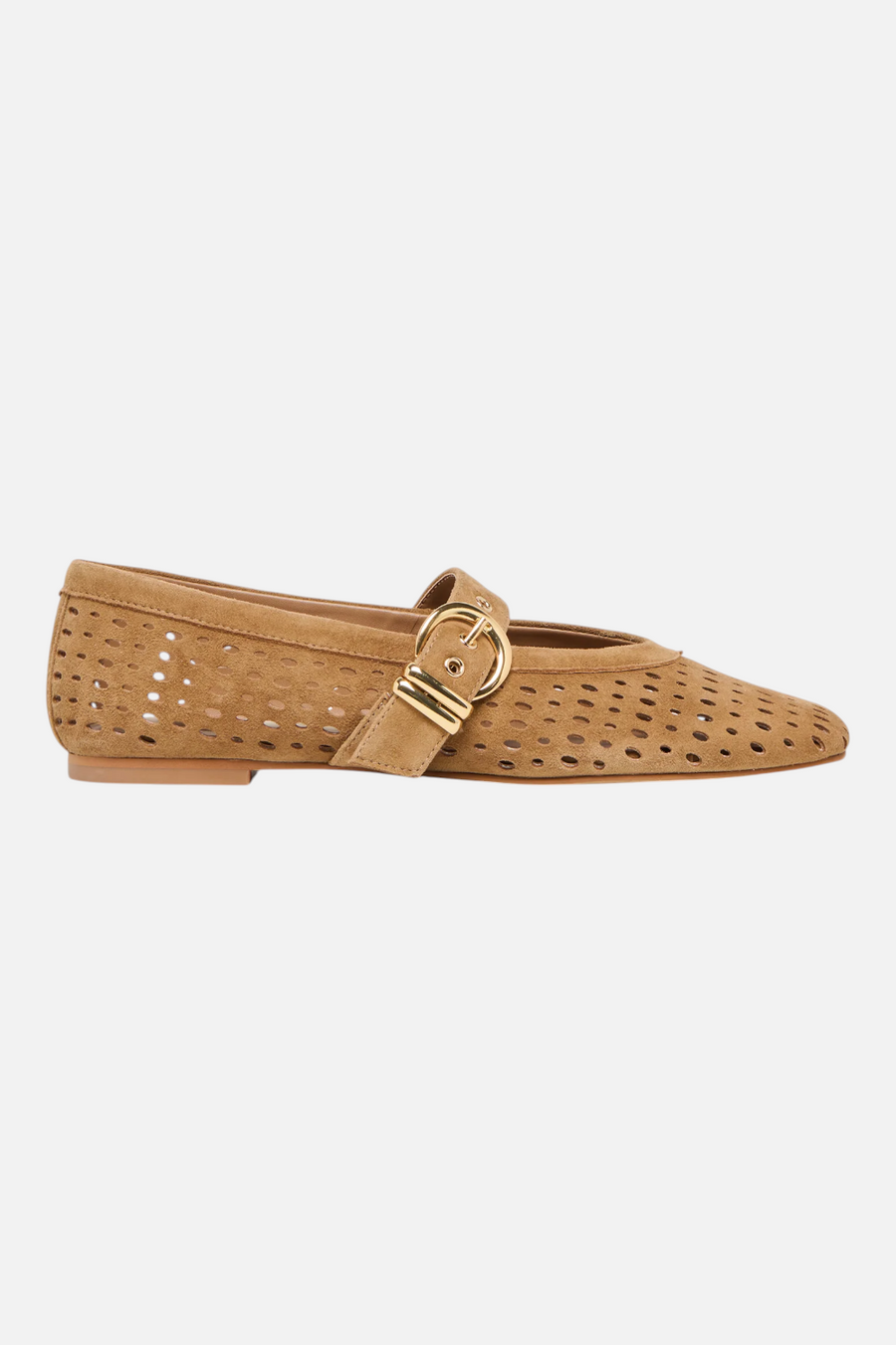Dolce Vita Mikel Perforated Suede Ballet Flats in Light Brown – back view