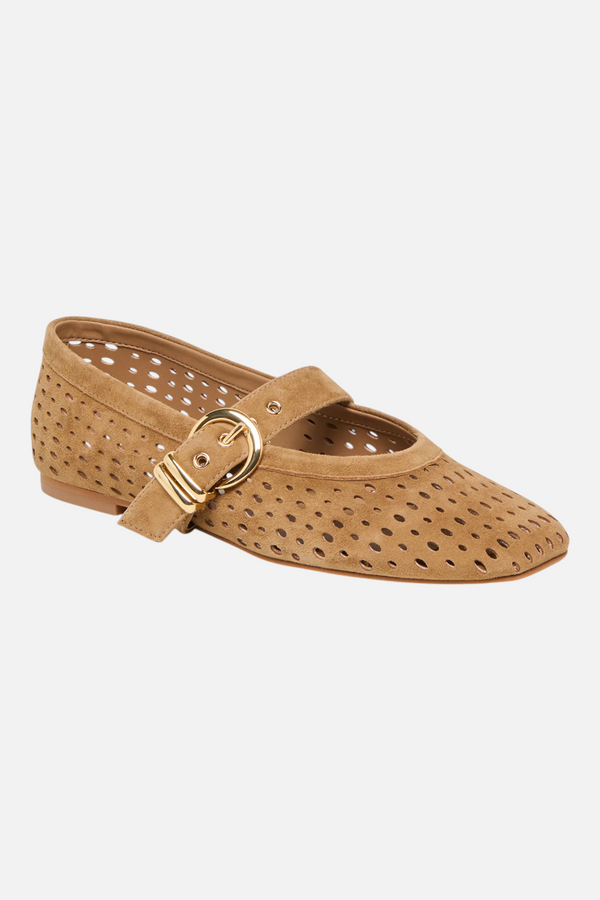 Dolce Vita Mikel Perforated Suede Ballet Flats in Light Brown