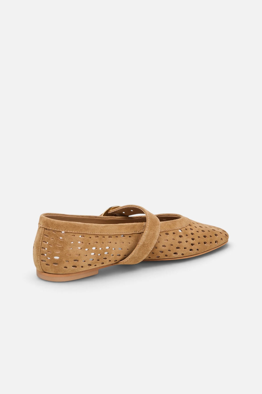 Dolce Vita Mikel Perforated Suede Ballet Flats in Light Brown – side view