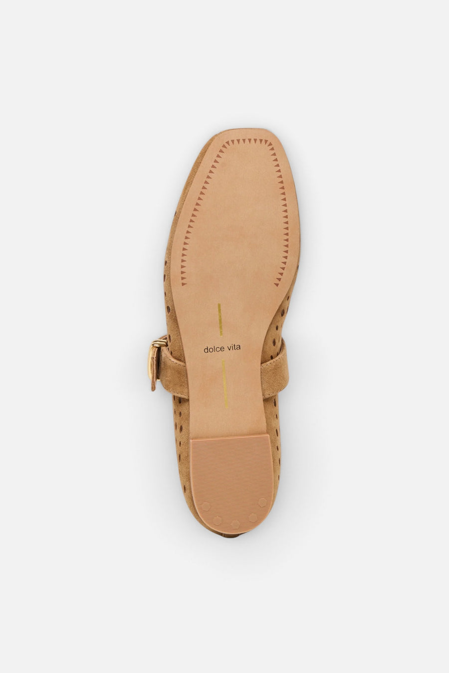 Dolce Vita Mikel Perforated Suede Ballet Flats in Light Brown – side view