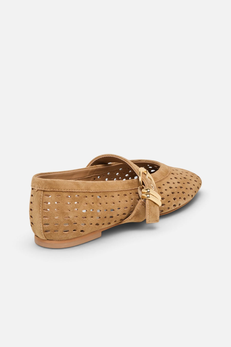 Dolce Vita Mikel Perforated Suede Ballet Flats in Light Brown – side view