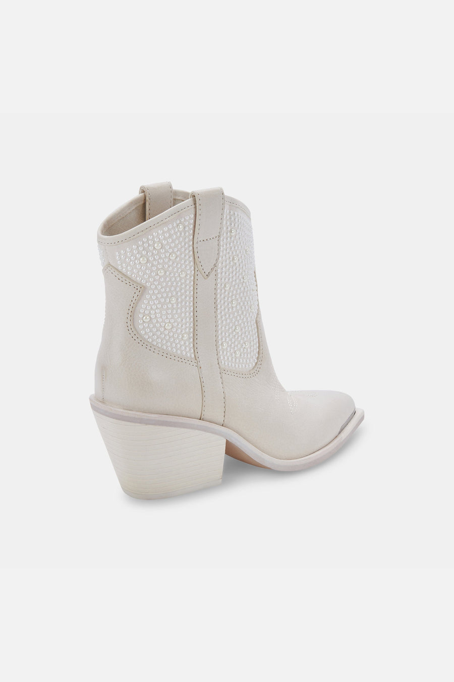 Dolce Vita Nashe Booties in Off White Pearls – side view