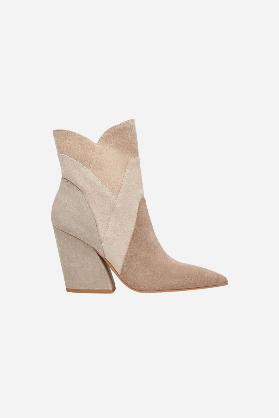 Dolce Vita Neena Booties in Taupe Multi Suede – front view