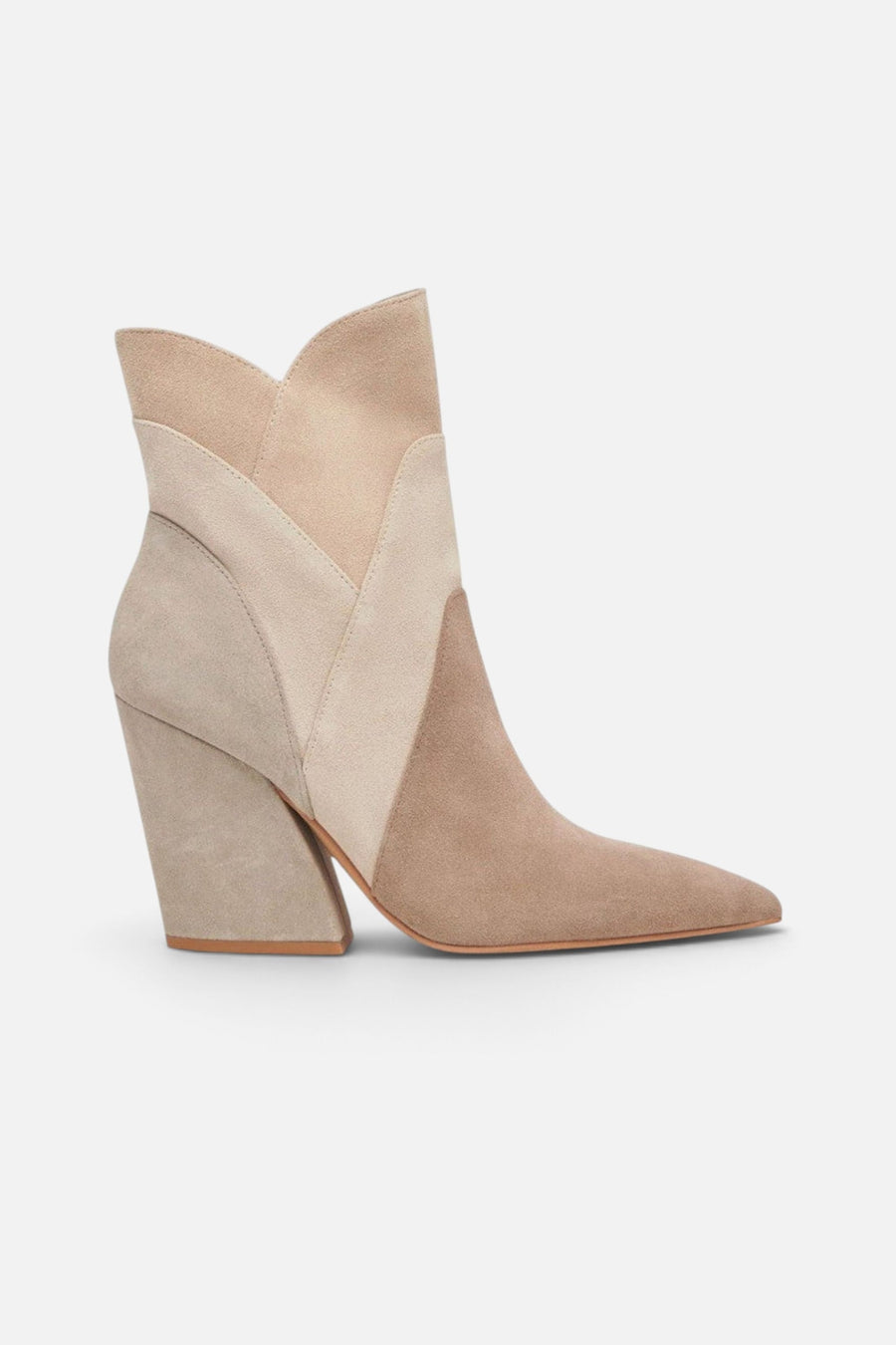 Dolce Vita Neena Booties in Taupe Multi Suede – side view
