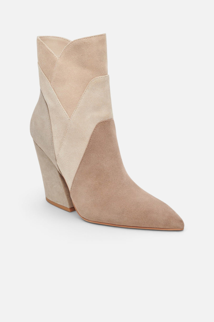 Dolce Vita Neena Booties in Taupe Multi Suede – side view