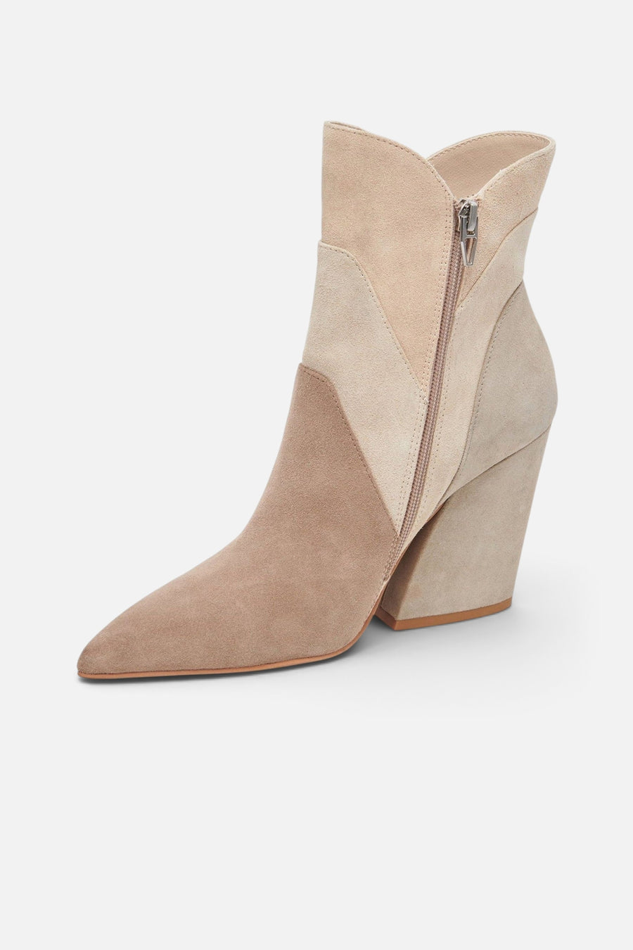 Dolce Vita Neena Booties in Taupe Multi Suede – side view