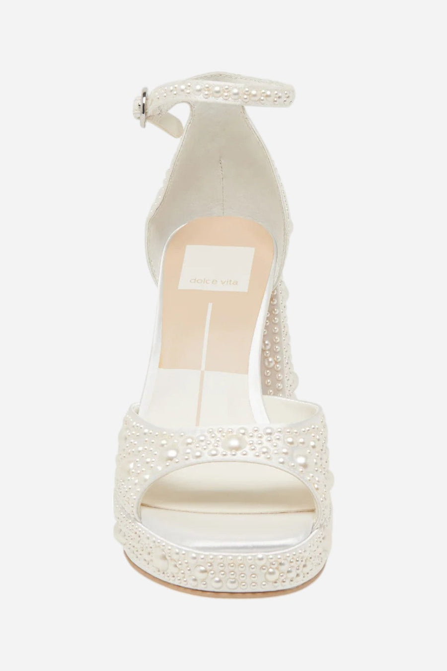 Dolce Vita Pandro Pearl Heels in True White Satin – alternate