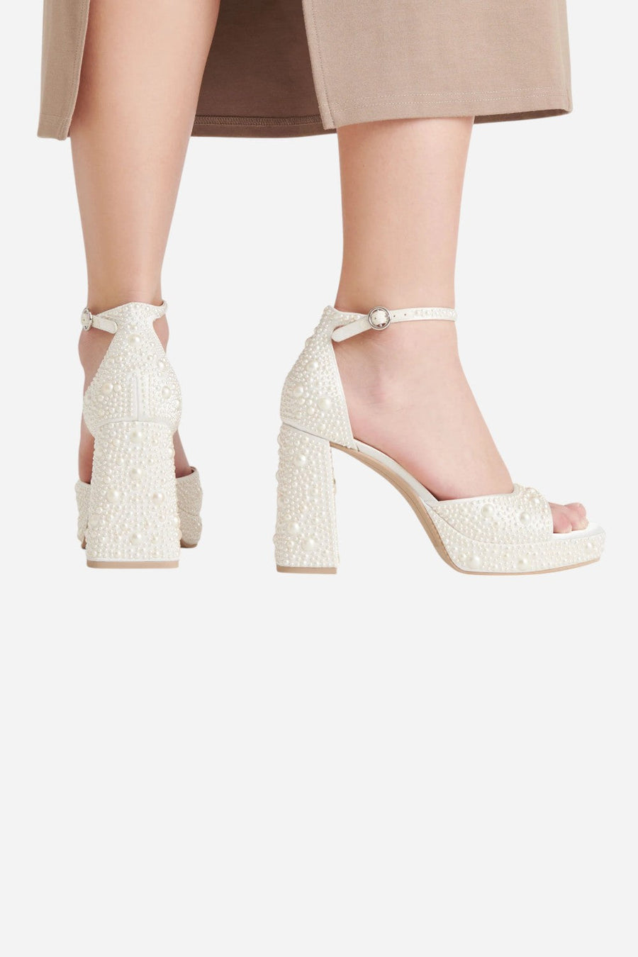 Dolce Vita Pandro Pearl Heels in True White Satin – alternate