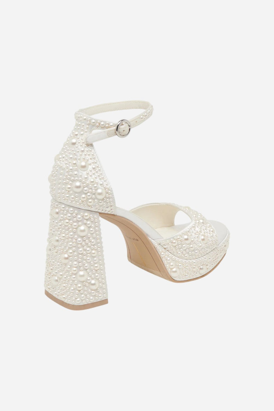 Dolce Vita Pandro Pearl Heels in True White Satin – side view