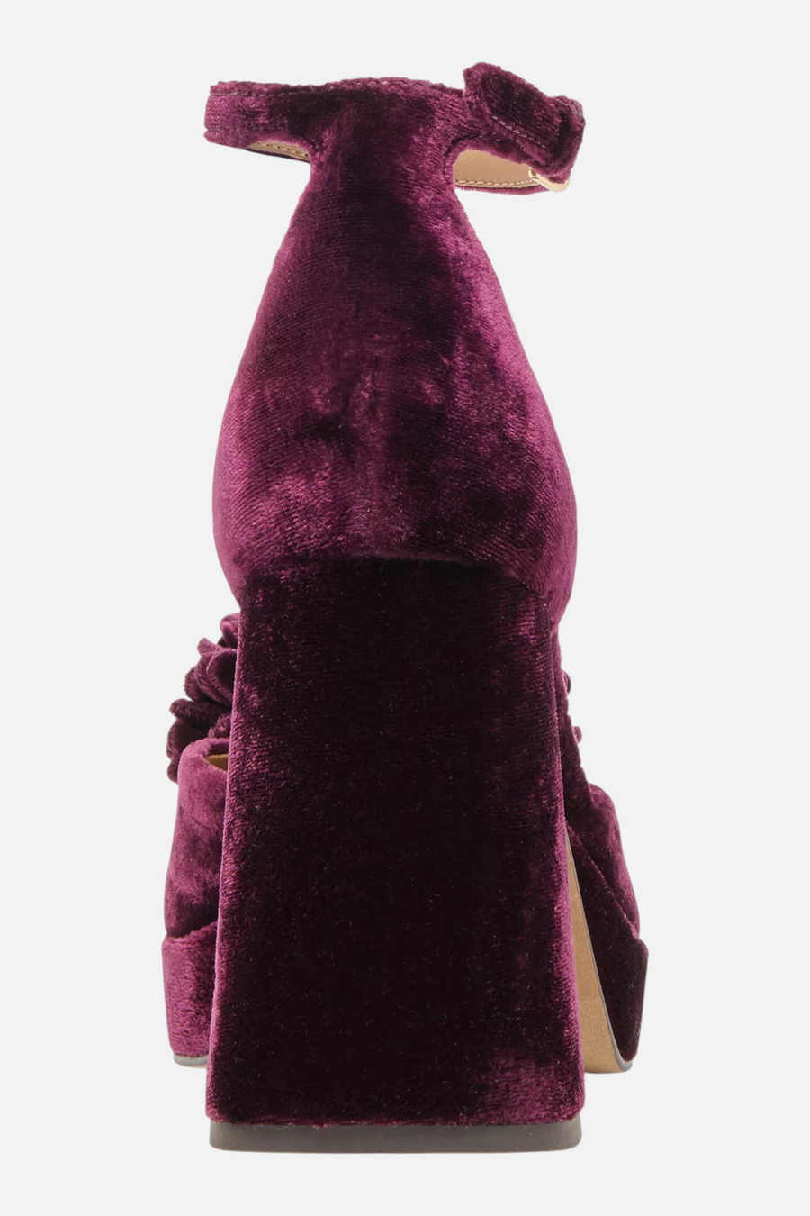 Dolce Vita Perel Flower Platform High Heel in Burgundy Velvet – side view