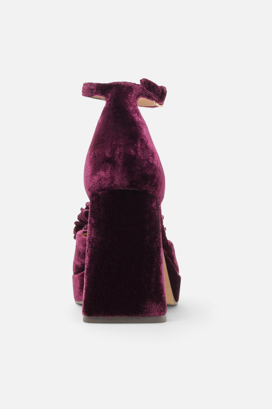 Dolce Vita Perel Flower Platform High Heel in Burgundy Velvet – back view