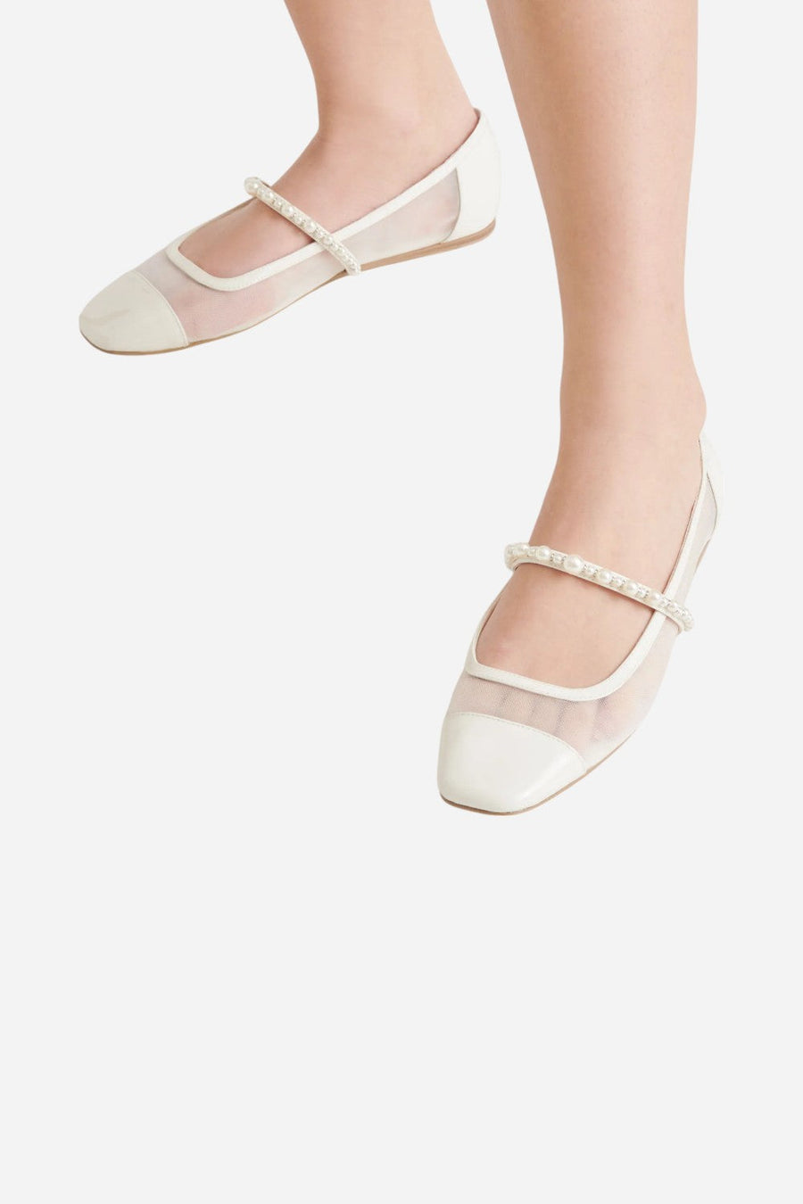 Dolce Vita Rollin Pearl Ballet Flats in White Mesh – alternate