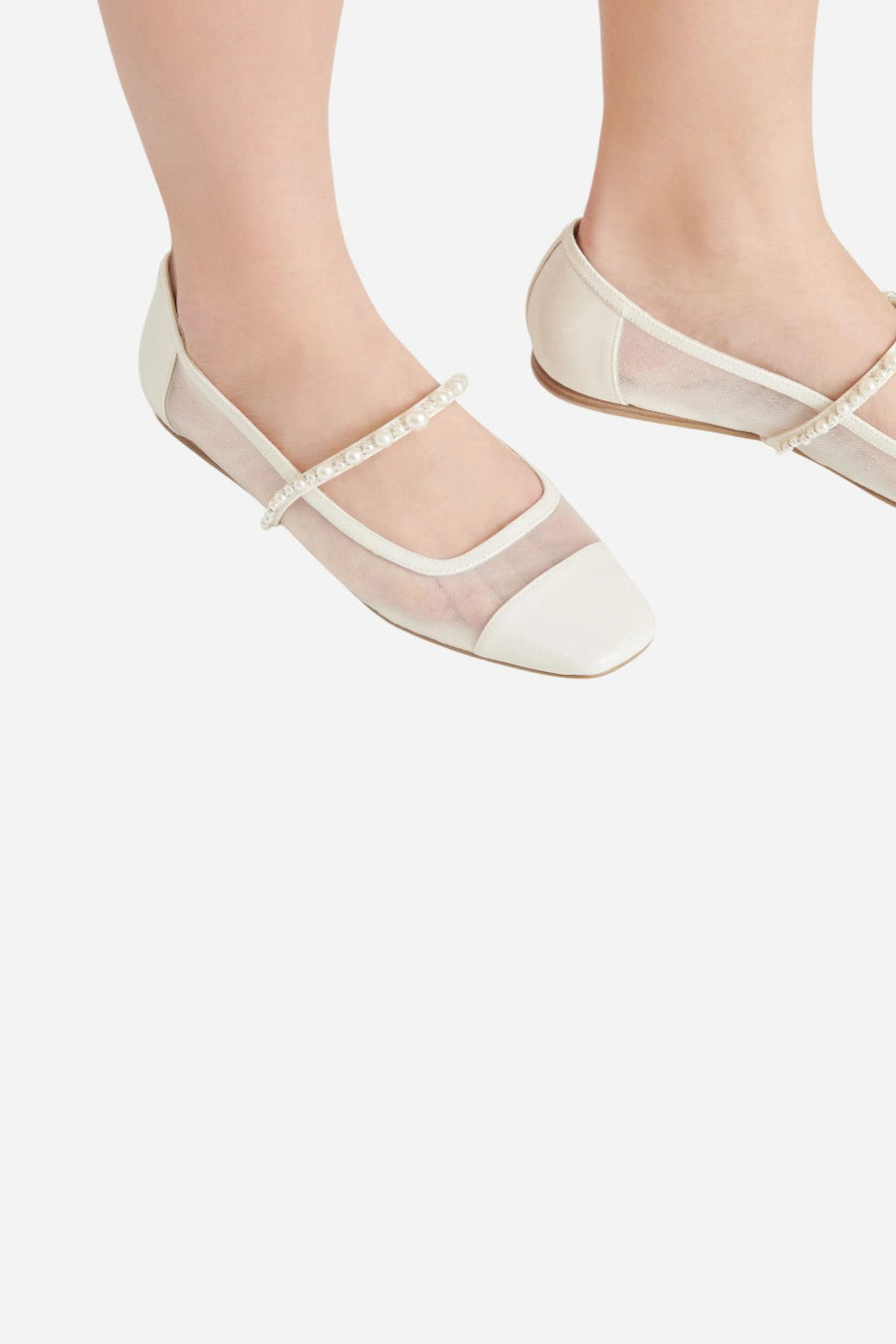 Dolce Vita Rollin Pearl Ballet Flats in White Mesh – alternate